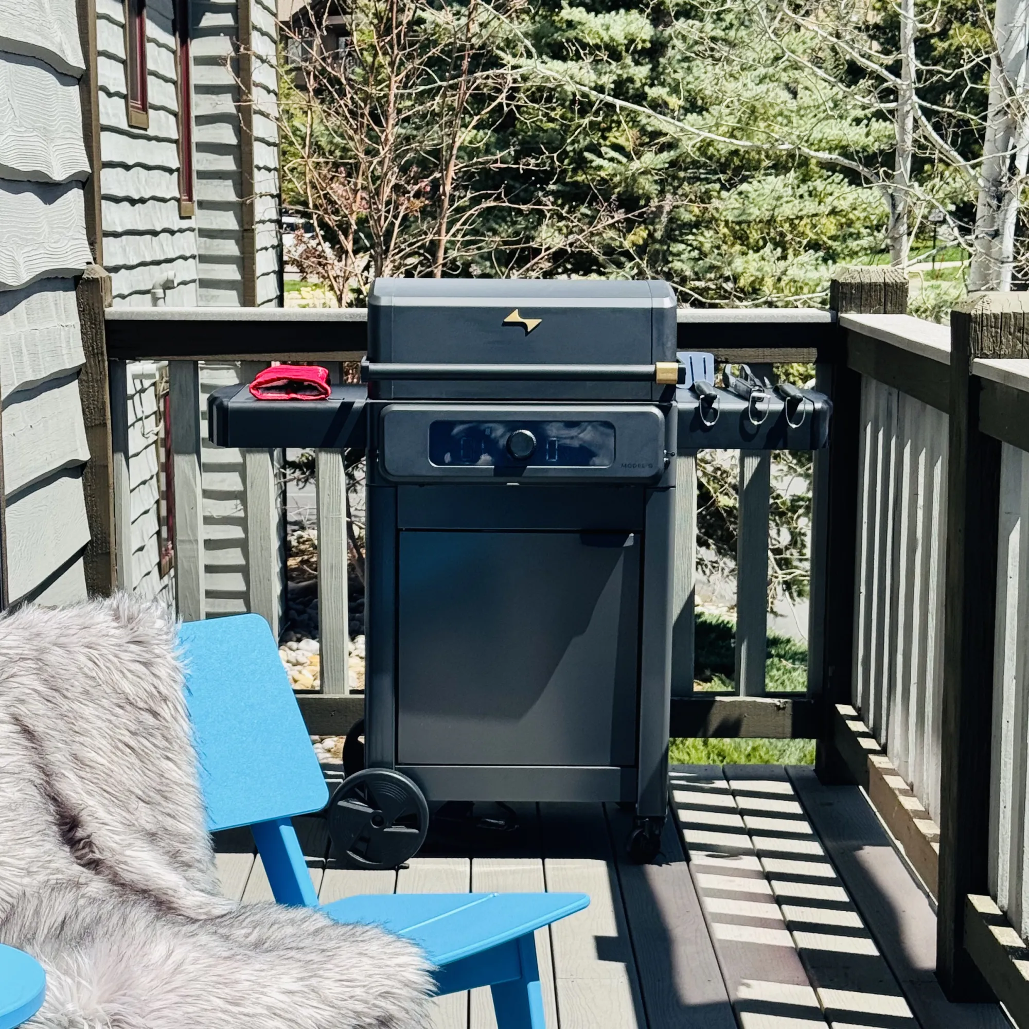 Gas grill on the deck