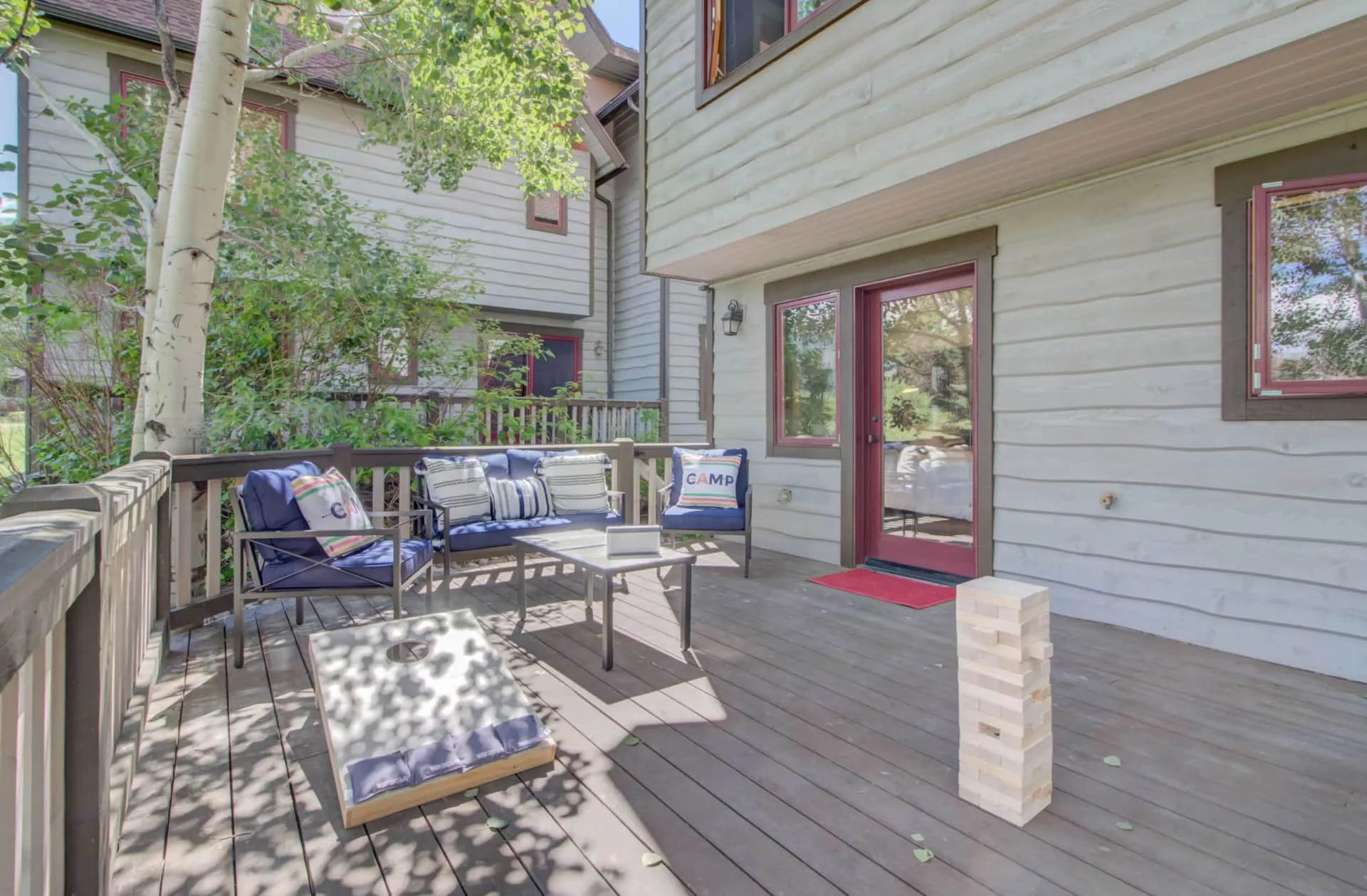 Back deck — sitting area & yard games