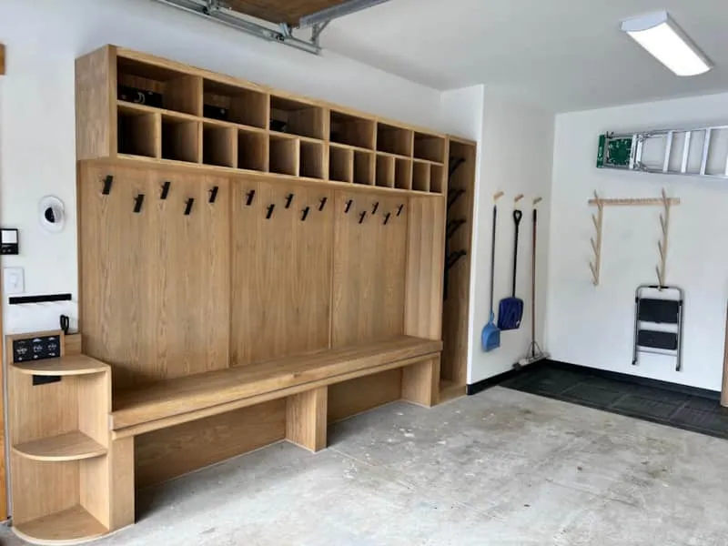 White-oak mudroom in the garage